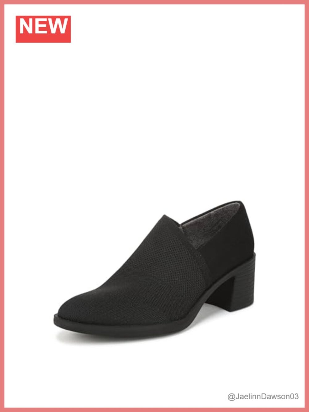 Slip-On Ankle Bootie with Block Heel and Knit Fabric Upper